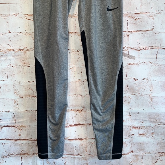 Nike pro warm tights grey black running color block mesh back compression S - Picture 3 of 13